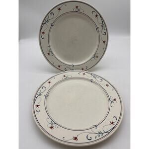 2 Mikasa Intaglio Annette 11" Dinner Plate #CAC20 Blue Red Scrolls
